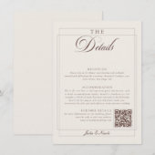 Carte D'accompagnement Détails QR de calligraphie marron choco classique  (Devant / Derrière)