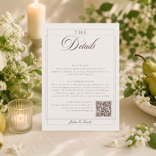 Carte D'accompagnement Détails QR de calligraphie marron choco classique