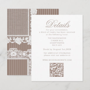 Carte D'accompagnement Détails QR de mariage Old Money Taupe Dentelle Neu