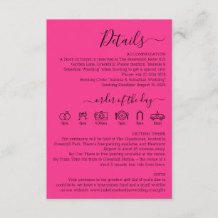 Carte D'accompagnement Détails rose fuchsia chaud de mariage