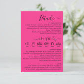 Carte D'accompagnement Détails rose fuchsia chaud de mariage (Debout devant)