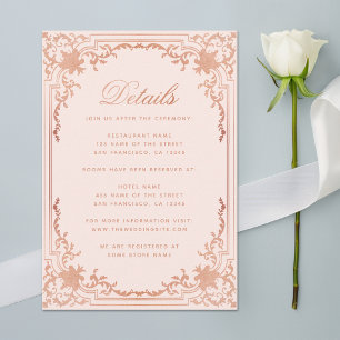 Carte D'accompagnement Détails Rose Gold Blush Elégant Vintage Wedding