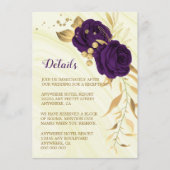 Carte D'accompagnement Détails Royal violet or floral marbre or (Devant)