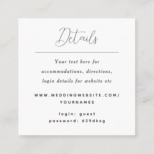 Carte D'accompagnement Détails Rsvp En Ligne Du Code QR (Dos)