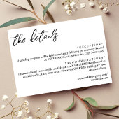 Carte D'accompagnement Détails simples du Mariage blanc