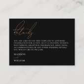 Carte D'accompagnement Détails simples du Mariage noir et blanc (Devant)