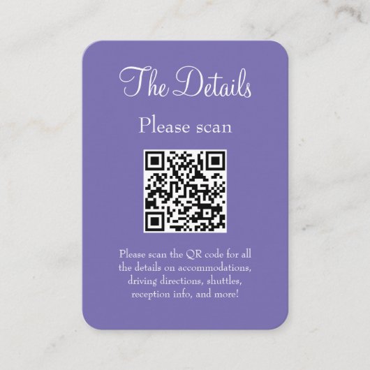Carte D'accompagnement Détails simples du Mariage violet moderne avec cod (Devant)