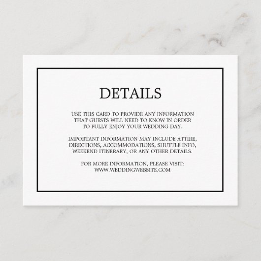 Carte D'accompagnement Détails simples du monogramme Boîtier Mariage blan (Devant)