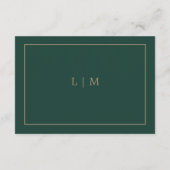 Carte D'accompagnement Détails simples du monogramme Mariage vert émeraud (Dos)