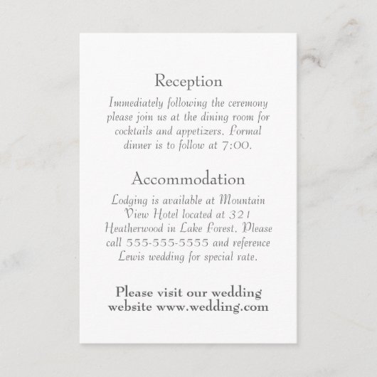 Carte D'accompagnement Détails simples, minimaux, en Mariage texte unique (Devant)
