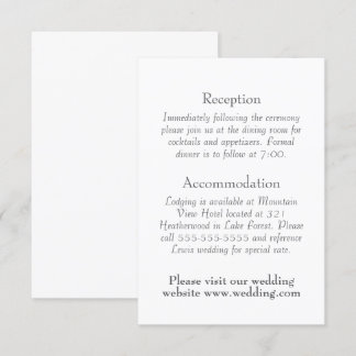 Carte D'accompagnement Détails simples, minimaux, en Mariage texte unique