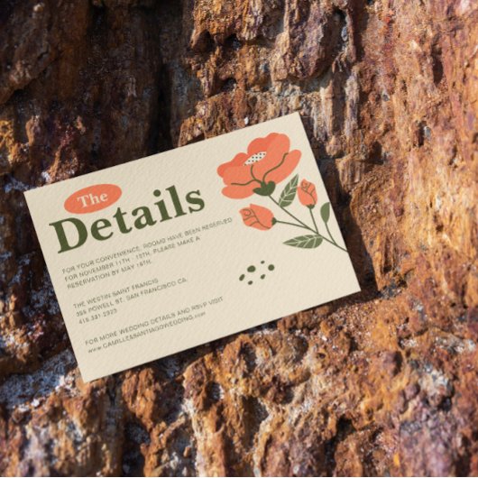 Carte D'accompagnement Détails simples sur les Mariages floraux