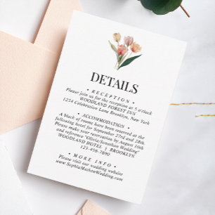 Carte D'accompagnement Détails sur le Mariage Aquarelle des tulipes douce