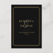 Carte D'accompagnement Détails sur le Mariage Black And Gold Deco (Dos)