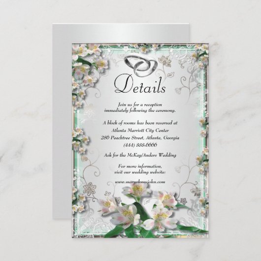 Carte D'accompagnement Détails sur le Mariage blanc élégant (Devant / Derrière)