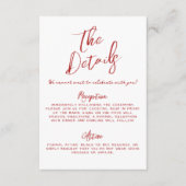 Carte D'accompagnement Détails sur le Mariage blanc manuscrit simple (Devant)