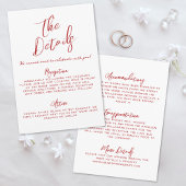 Carte D'accompagnement Détails sur le Mariage blanc manuscrit simple