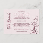 Carte D'accompagnement Détails sur le Mariage Boho Ruby (Devant)