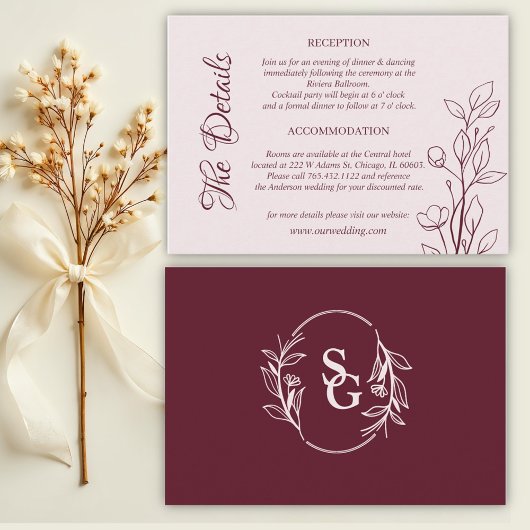 Carte D'accompagnement Détails sur le Mariage Boho Ruby
