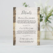 Carte D'accompagnement Détails sur le Mariage campagnard en bois rustique (Debout devant)