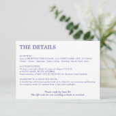 Carte D'accompagnement Détails sur le Mariage de code QR de la lavande mi (Debout devant)