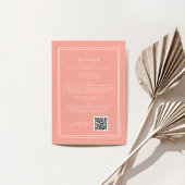 Carte D'accompagnement Détails sur le Mariage de code QR Peach minimal Bu