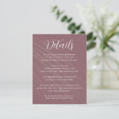 Carte D'accompagnement Détails sur le Mariage de couleur violet de script (Debout devant)