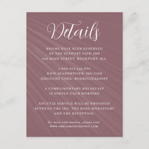 Carte D'accompagnement Détails sur le Mariage de couleur violet de script