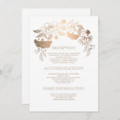 Carte D'accompagnement Détails sur le Mariage de la florale d'or - Inform (Devant / Derrière)