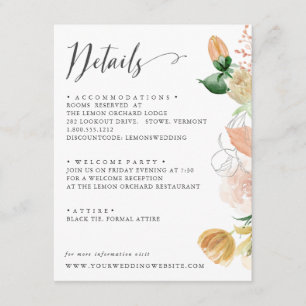 Carte D'accompagnement Détails sur le MARIAGE de la Palette Orange fin ét