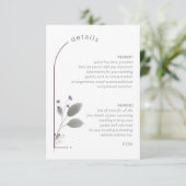 Carte D'accompagnement Détails sur le Mariage de l'arc fleuri doux Lilac  (Debout devant)