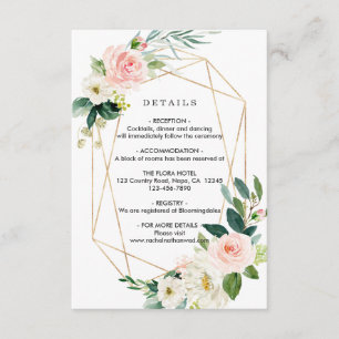 Carte D'accompagnement Détails sur le Mariage de trame or en fleurs blanc