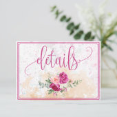 Carte D'accompagnement Détails sur le Mariage d'éclaboussure couleur rose (Debout devant)