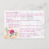 Carte D'accompagnement Détails sur le Mariage d'éclaboussure couleur rose (Dos)