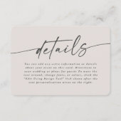 Carte D'accompagnement Détails sur le Mariage d'ivoire blanc simple et él (Devant)