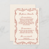 Carte D'accompagnement Détails sur le Mariage du cadre en terre cuite des (Devant / Derrière)