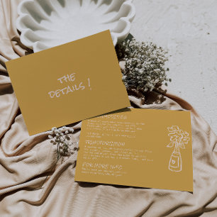 Carte D'accompagnement Détails sur le Mariage du vase floral coloré tiré 