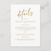 Carte D'accompagnement Détails sur le Mariage élégant Gold Accentué (Devant)