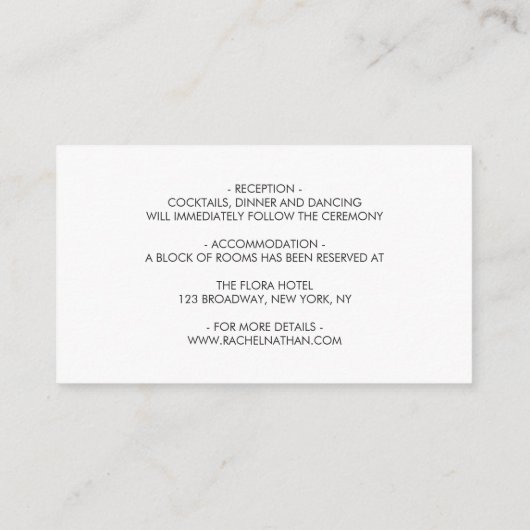 Carte D'accompagnement Détails sur le Mariage floral à fleurs blanches (Dos)