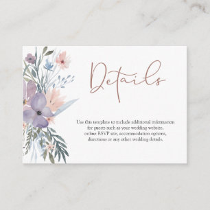 Carte D'accompagnement Détails sur le Mariage Floral Aquarelle