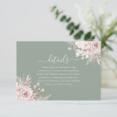 Carte D'accompagnement Détails sur le Mariage floral Blush, Sage & Ivory (Debout devant)