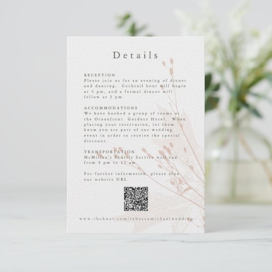 Carte D'accompagnement Détails sur le Mariage floral de l'aquarelle brill (Debout devant)