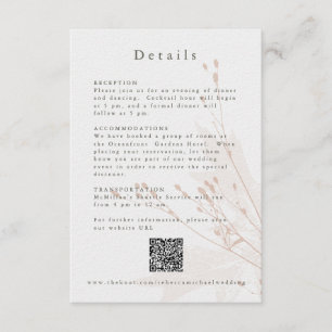 Carte D'accompagnement Détails sur le Mariage floral de l'aquarelle brill