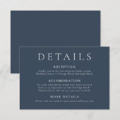 Carte D'accompagnement Détails sur le Mariage Marine Blue Modern Minimal (Devant / Derrière)