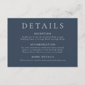 Carte D'accompagnement Détails sur le Mariage Marine Blue Modern Minimal (Devant)