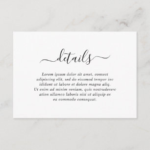 Carte D'accompagnement Détails sur le Mariage noir et blanc simple et élé
