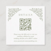 Carte D'accompagnement Détails sur le Mariage photo Sage vert intemporel (Devant)