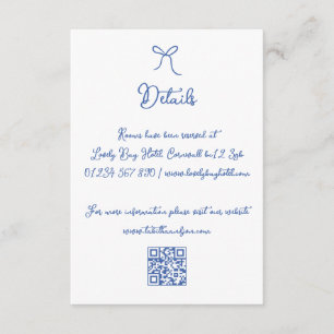 Carte D'accompagnement Détails sur le Mariage QR en blanc avec la main de