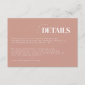 Carte D'accompagnement Détails sur le Mariage rose et blanc Dusty (Devant)