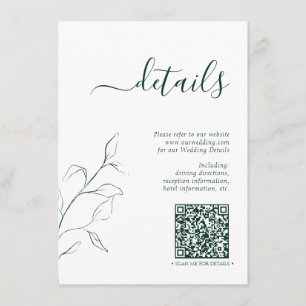 Carte D'accompagnement Détails sur le Mariage vert Emerald de QR Code mod